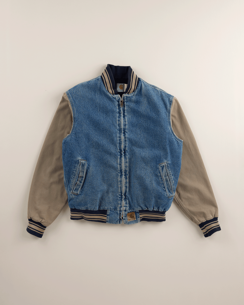1990s Medium Denim Varsity Jacket - Medium