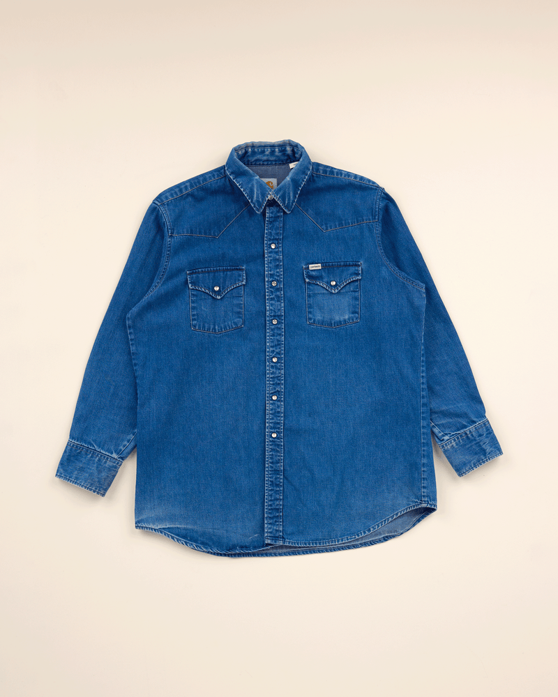 1980s Dark Denim Western Shirt - Extra Large