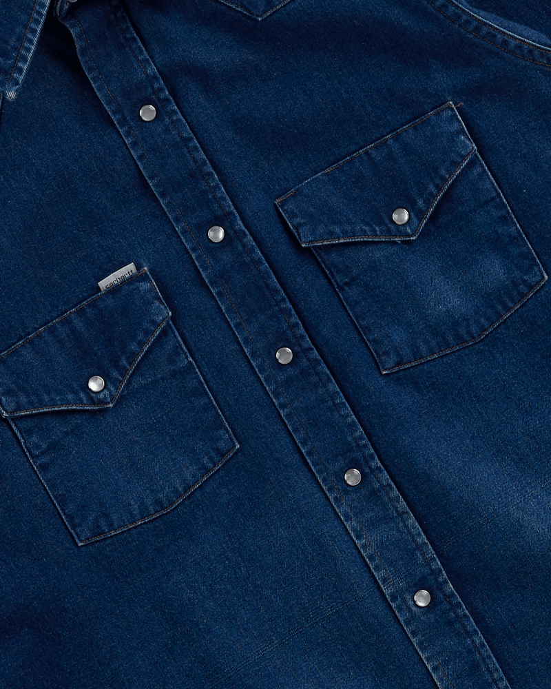 1980s Dark Denim Western Shirt - Medium