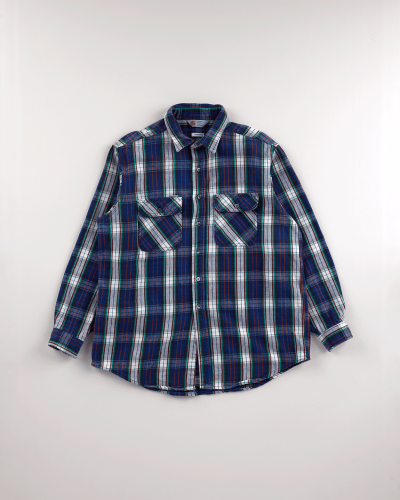 1990s Navy Plaid Shirt - Extra Large