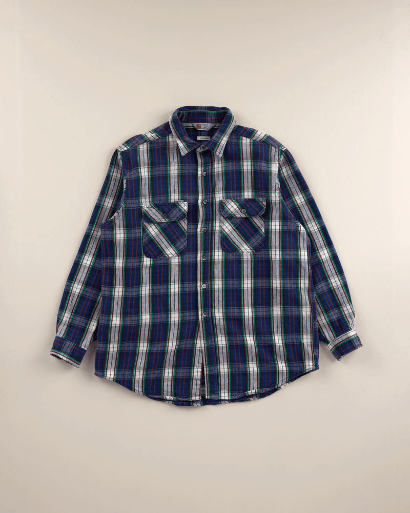 1990s Navy Plaid Shirt - Extra Large