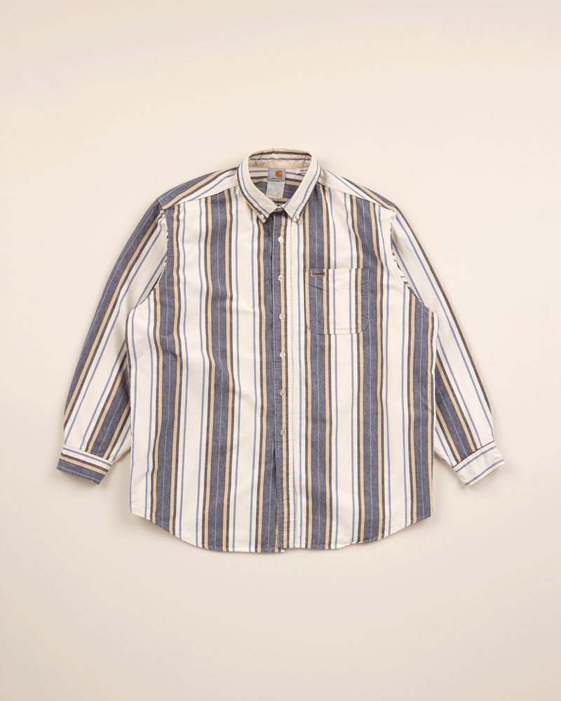 2000s Off White Stripe Oxford Shirt - Extra Large