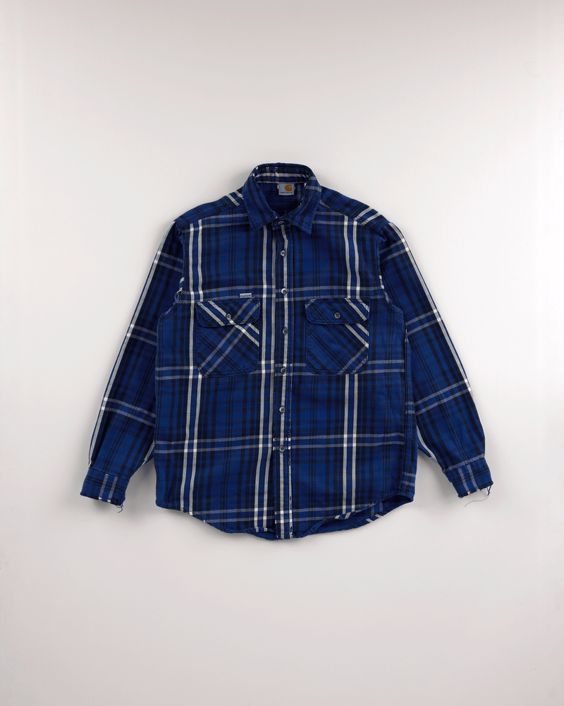 2000s Blue Plaid Shirt - Small