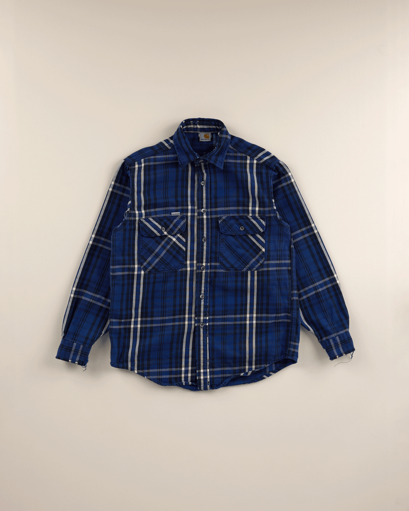 2000s Blue Plaid Shirt - Small