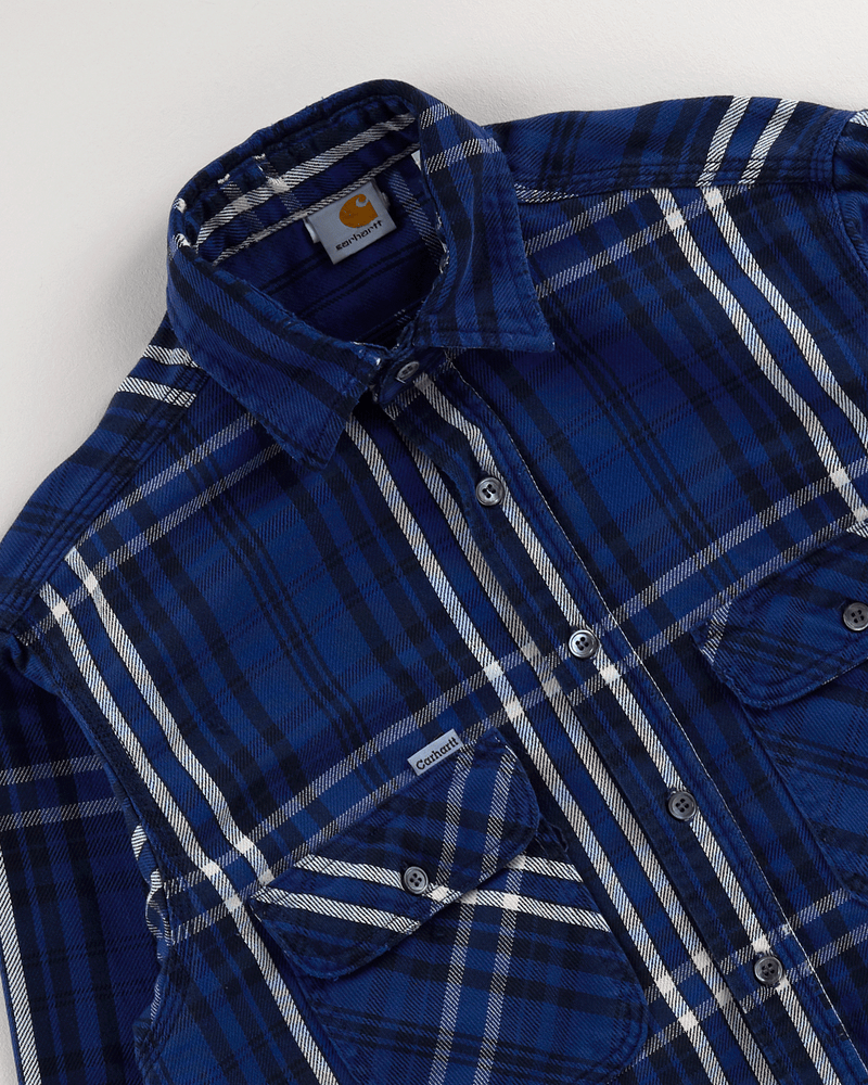 2000s Blue Plaid Shirt - Small