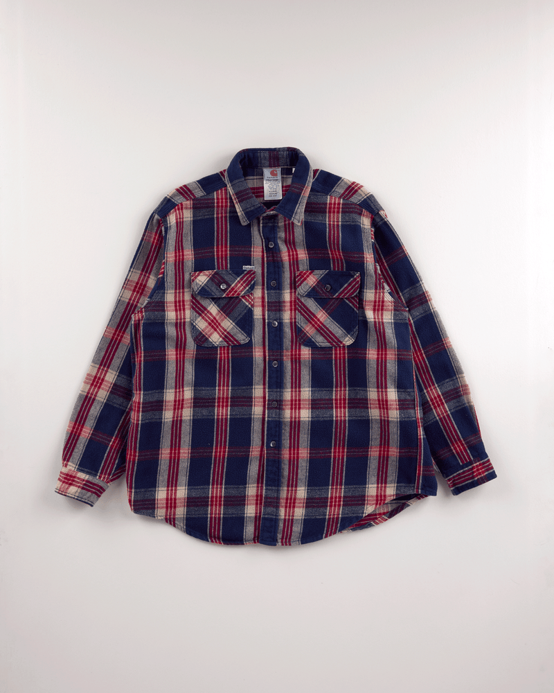 2000s Blue Plaid Shirt - Large