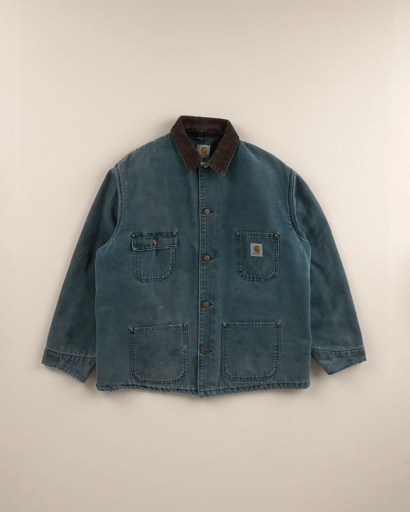 1990s Forest Green Duck Lined Chore Coat - Medium