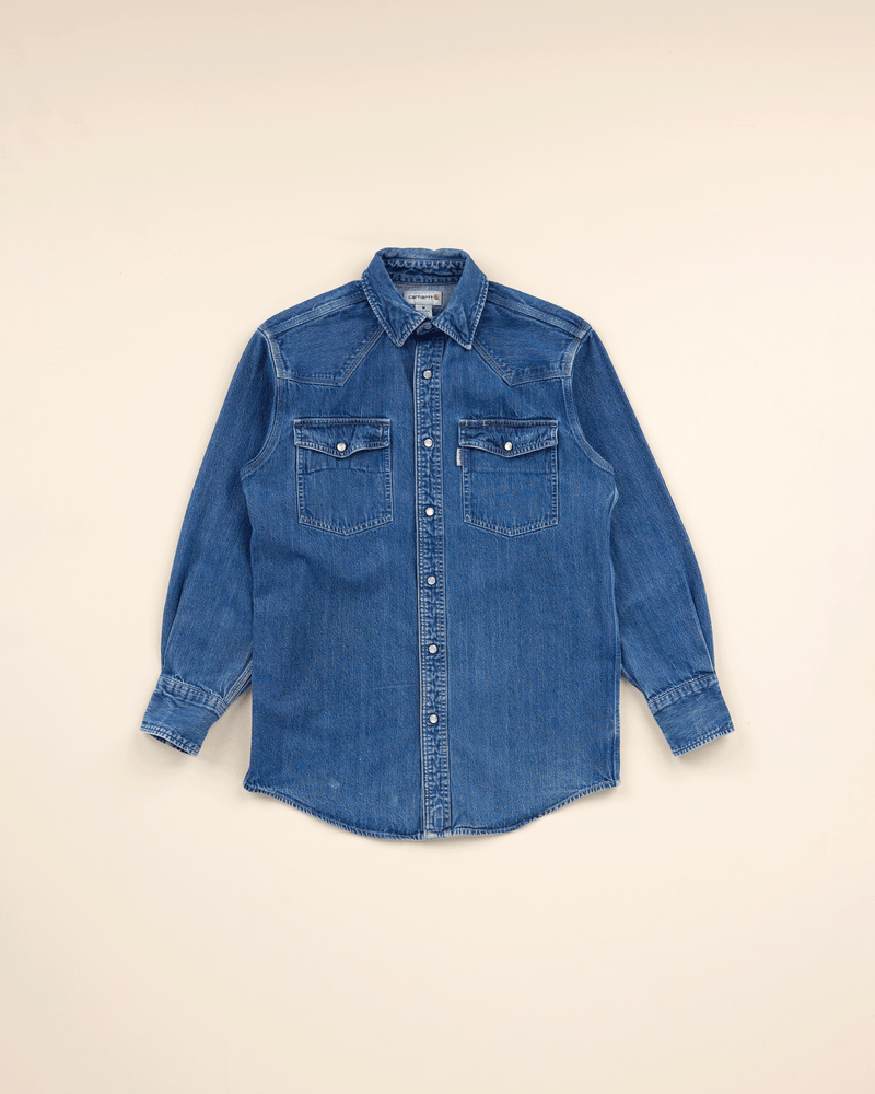2010s Dark Denim Western Shirt - Small