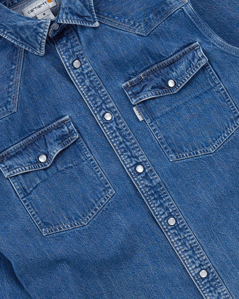 2010s Dark Denim Western Shirt - Small