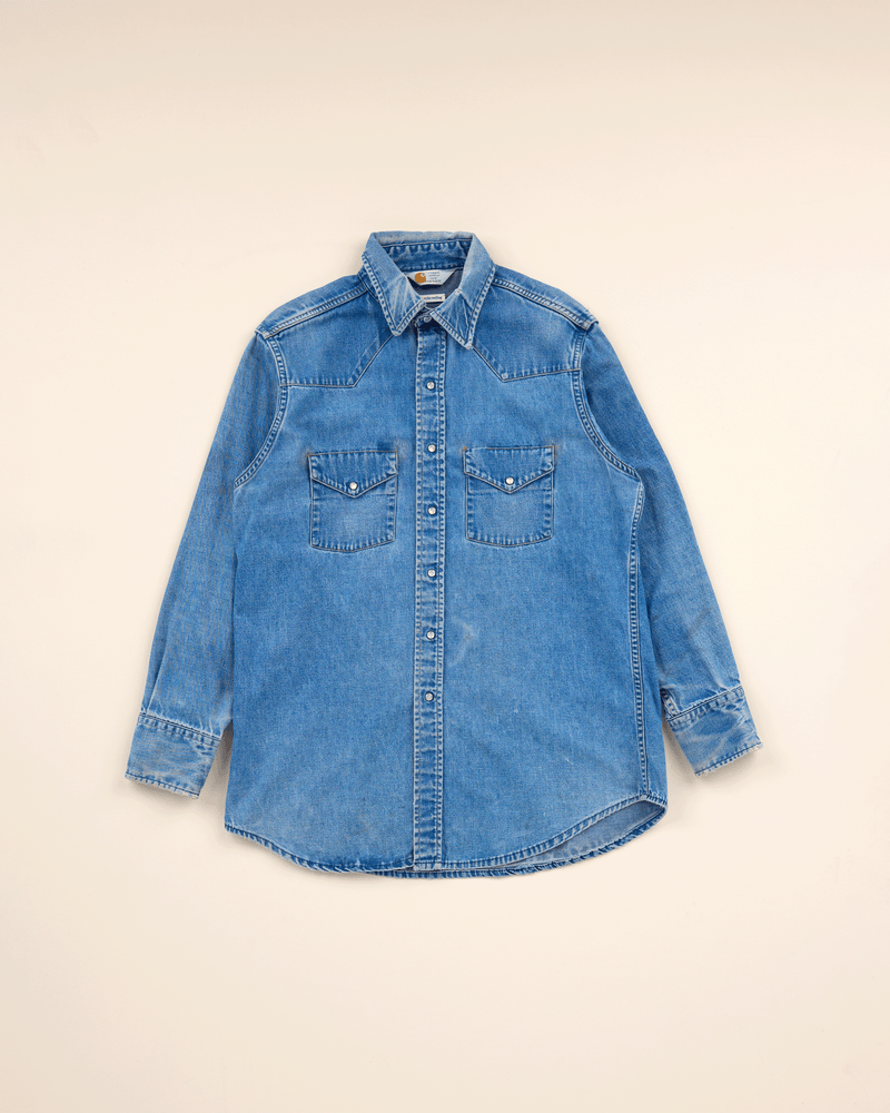 1990s Medium Denim Western Shirt - Large