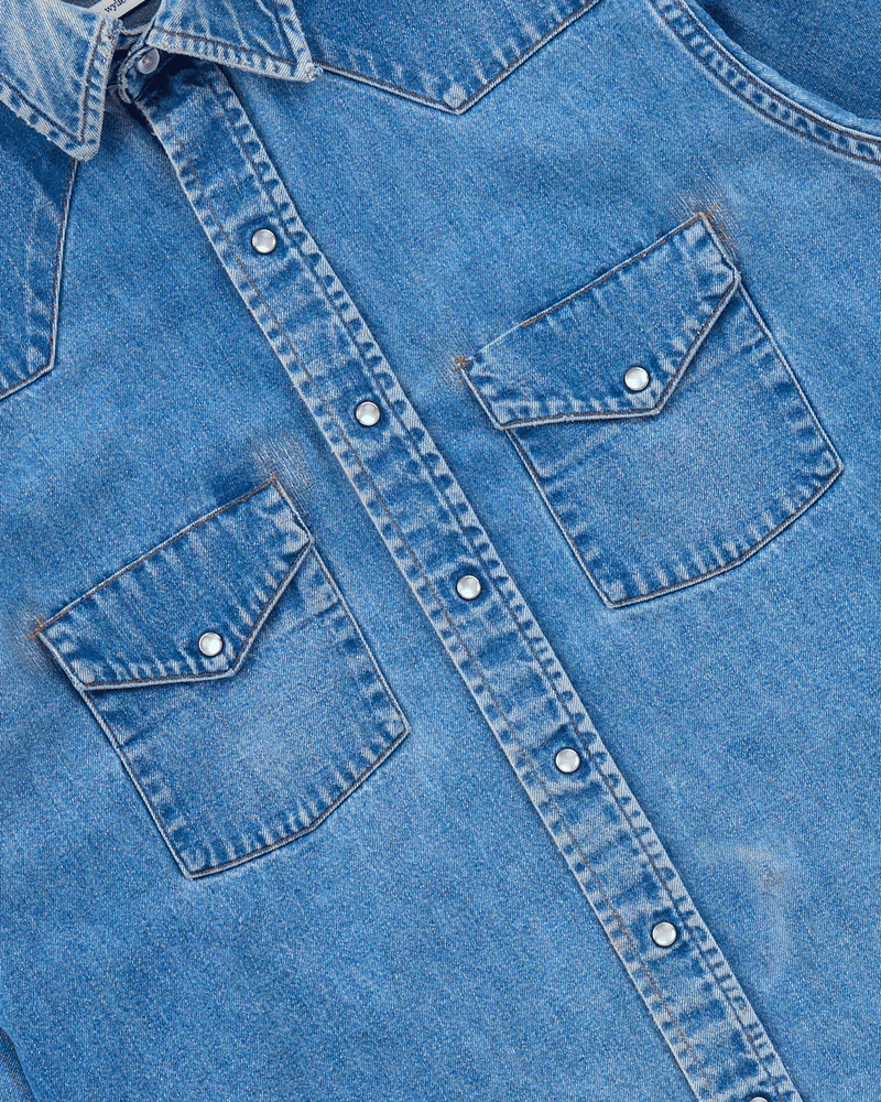 1990s Medium Denim Western Shirt - Large