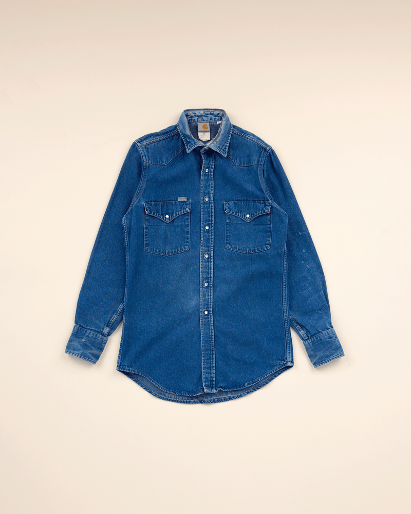 2000s Dark Denim Western Shirt - Small