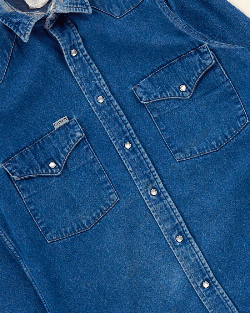 2000s Dark Denim Western Shirt - Small