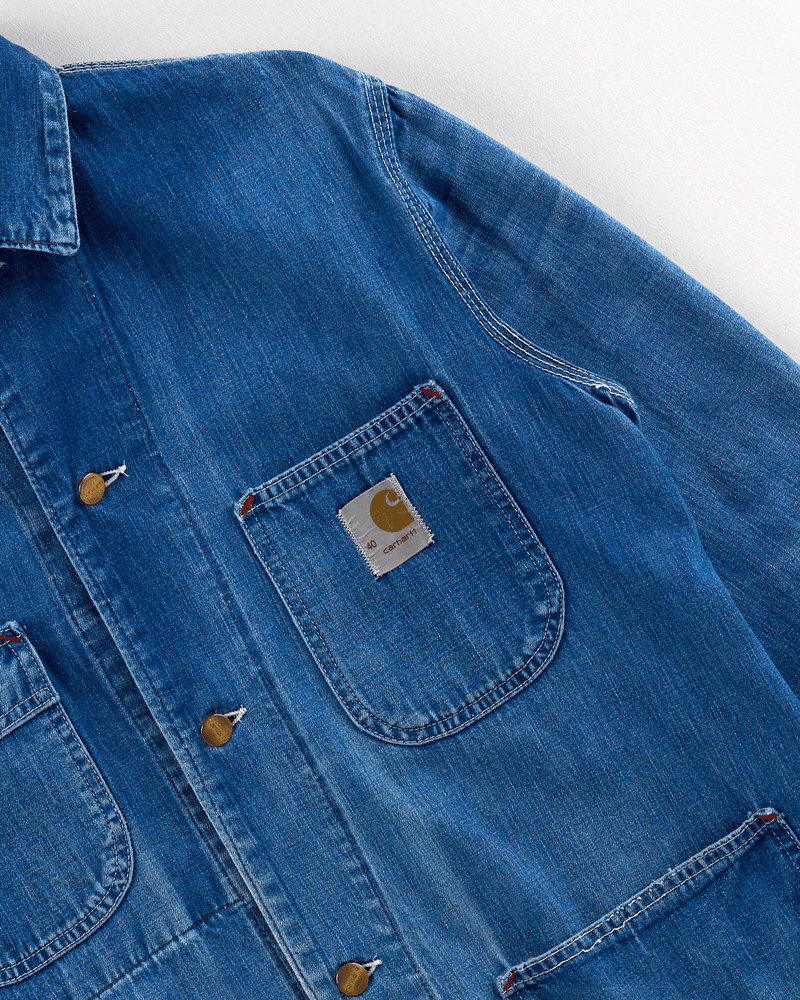 1970s Medium Denim Unlined Chore Coat - Extra Small