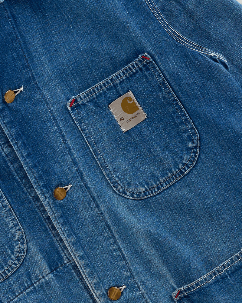 1970s Medium Denim Unlined Chore Coat - Extra Small