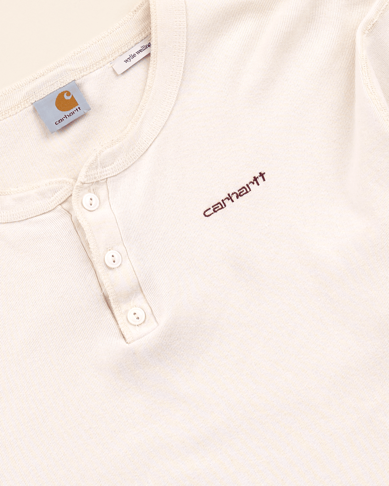 1990s Off White Thermal Henley - Small