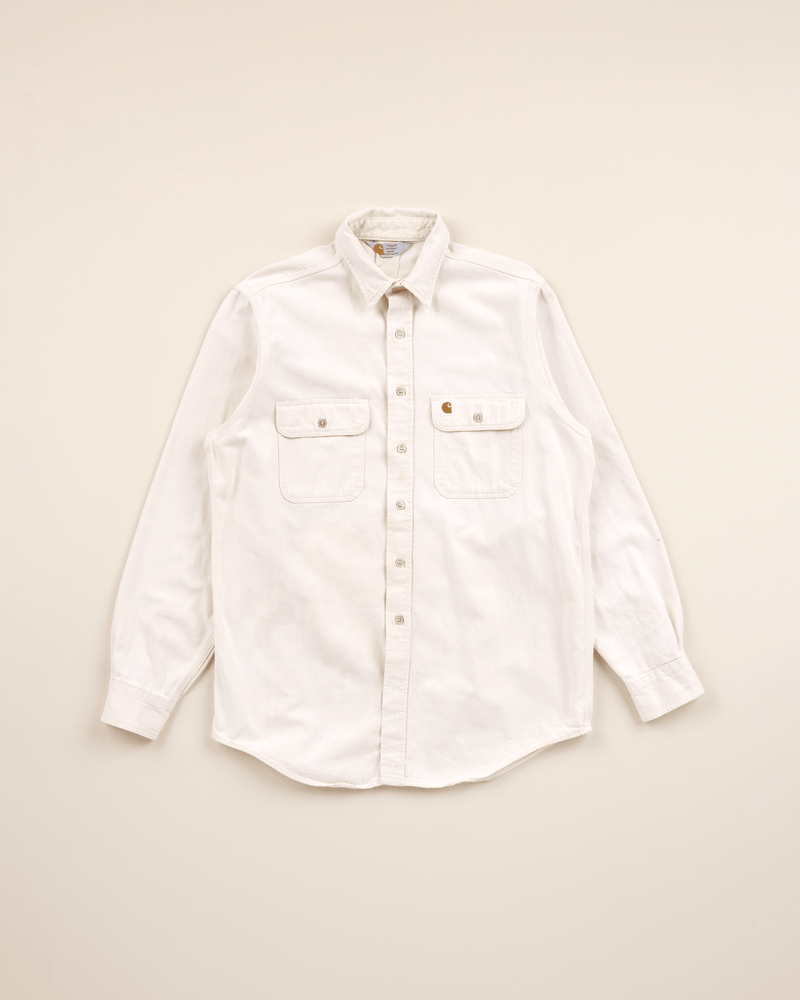1990s Off White Denim Shirt - Large