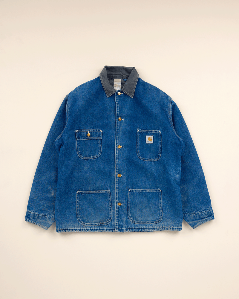 2000s Dark Denim Lined Chore Coat - Medium