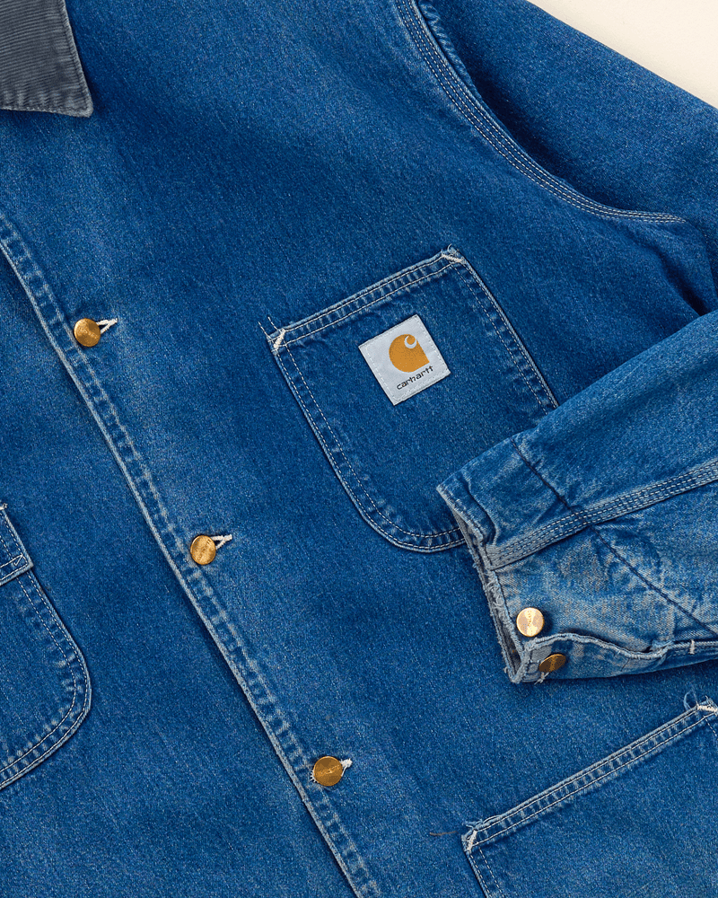 2000s Dark Denim Lined Chore Coat - Medium