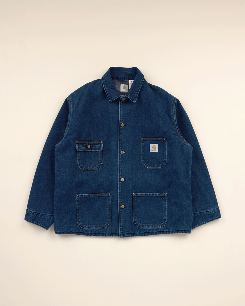 1990s Dark Denim Lined Chore Coat - Large