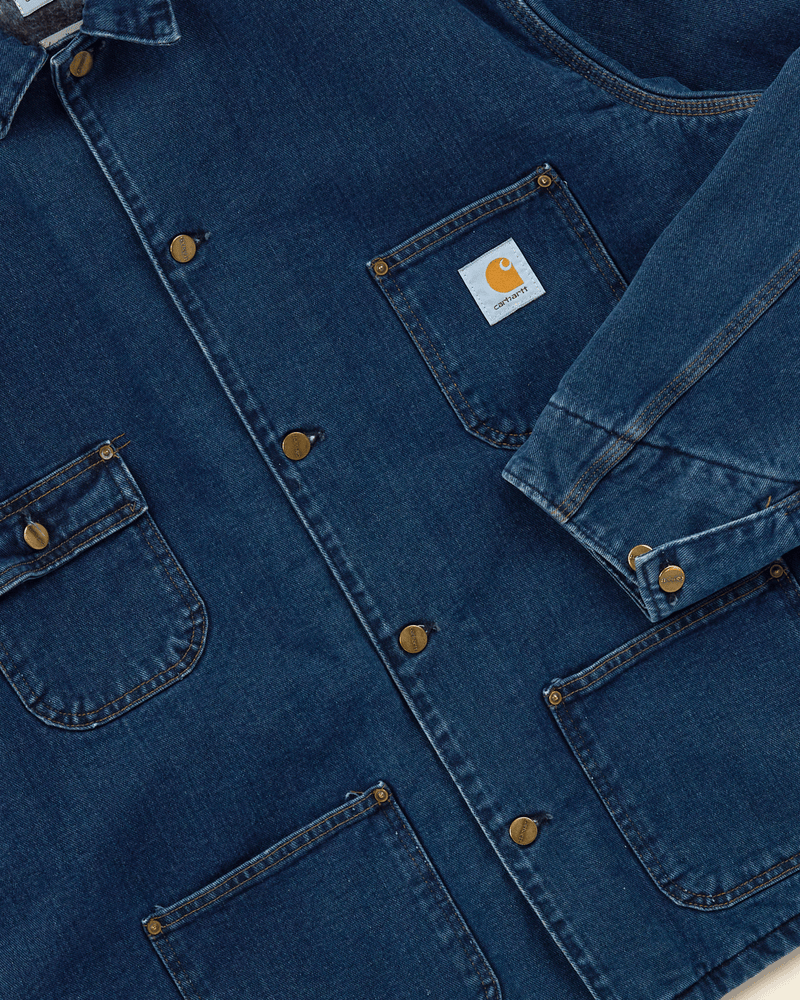 1990s Dark Denim Lined Chore Coat - Large