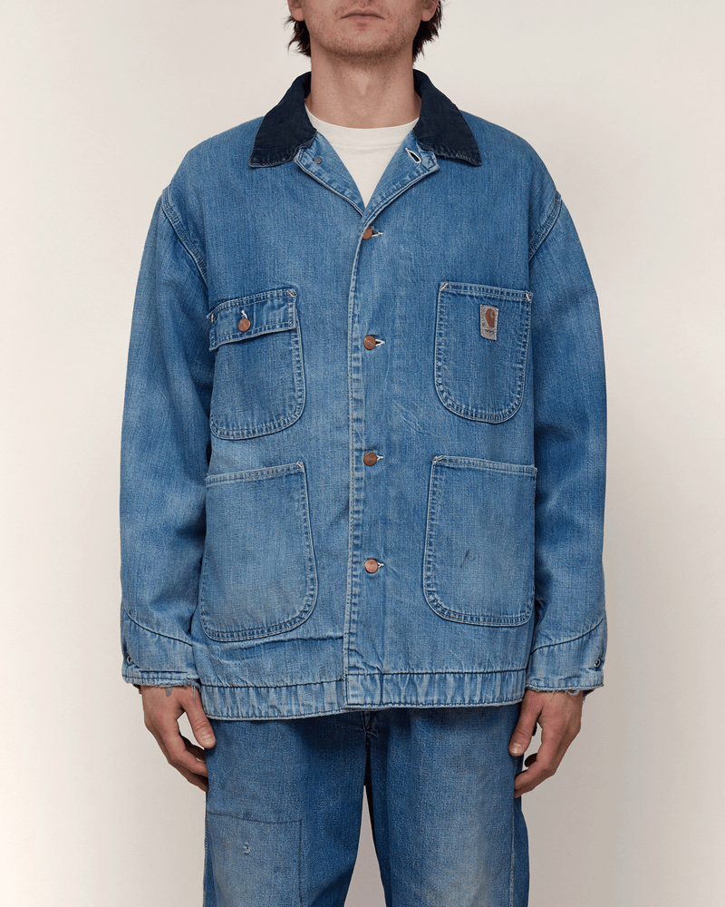 1970s Denim Lined Chore Coat - Medium