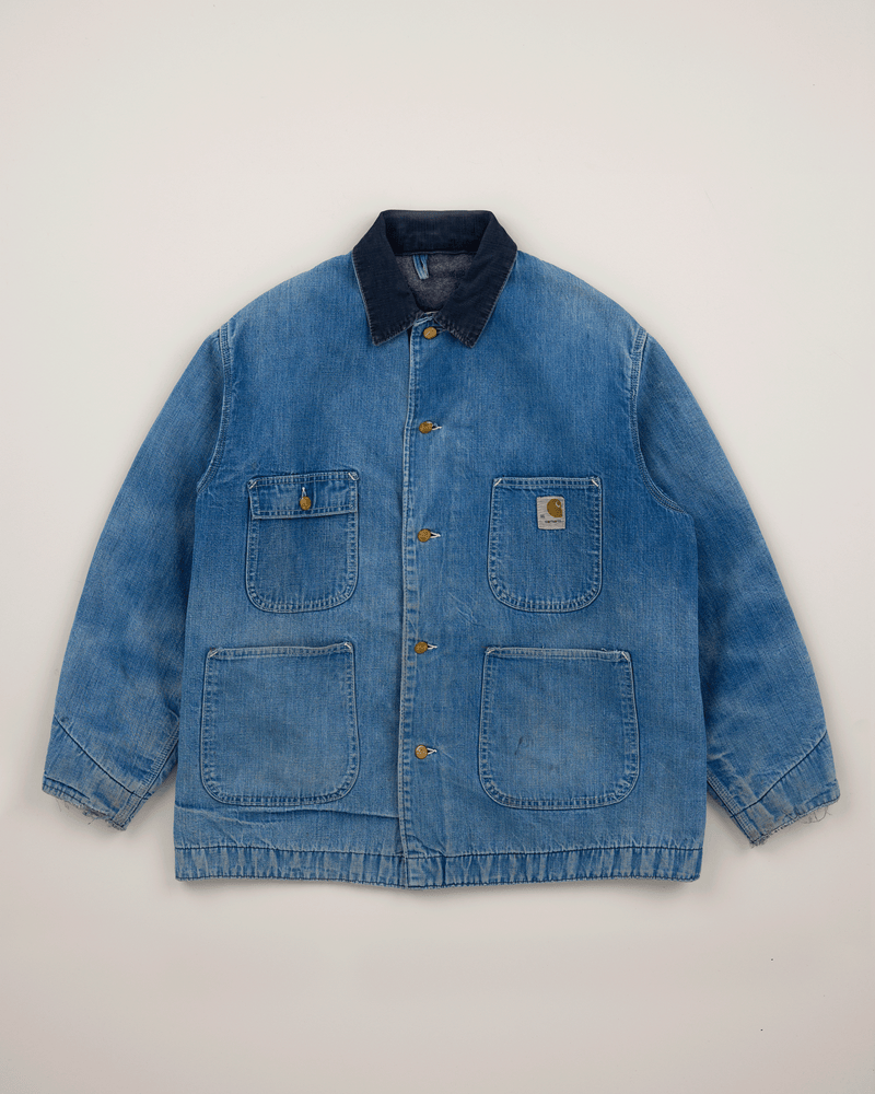 1970s Denim Lined Chore Coat - Medium